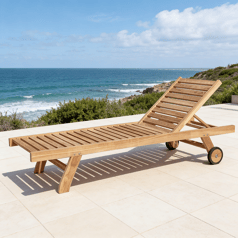 Bain de soleil droit en teck