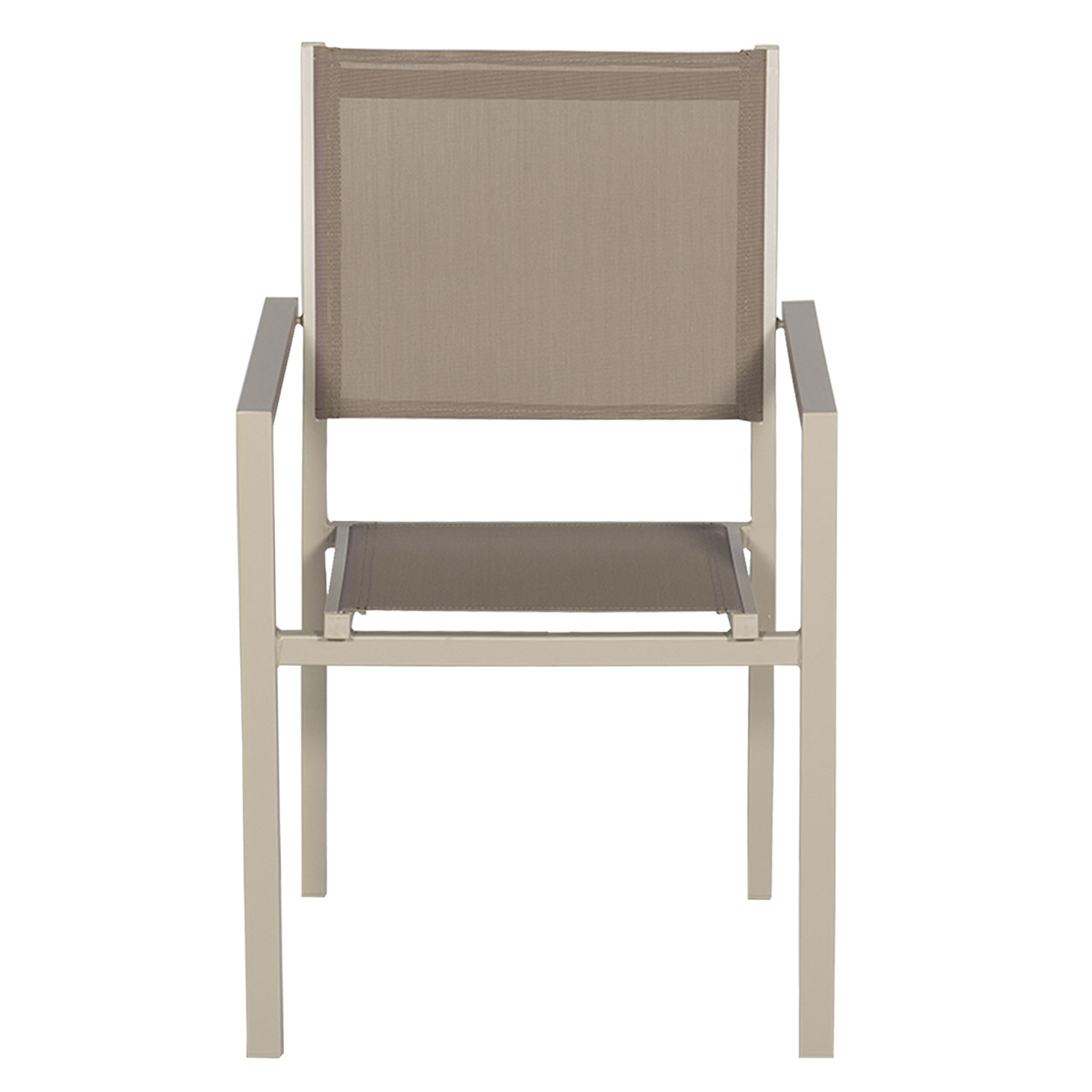 Set van 8 taupe aluminium stoelen - textilene taupe