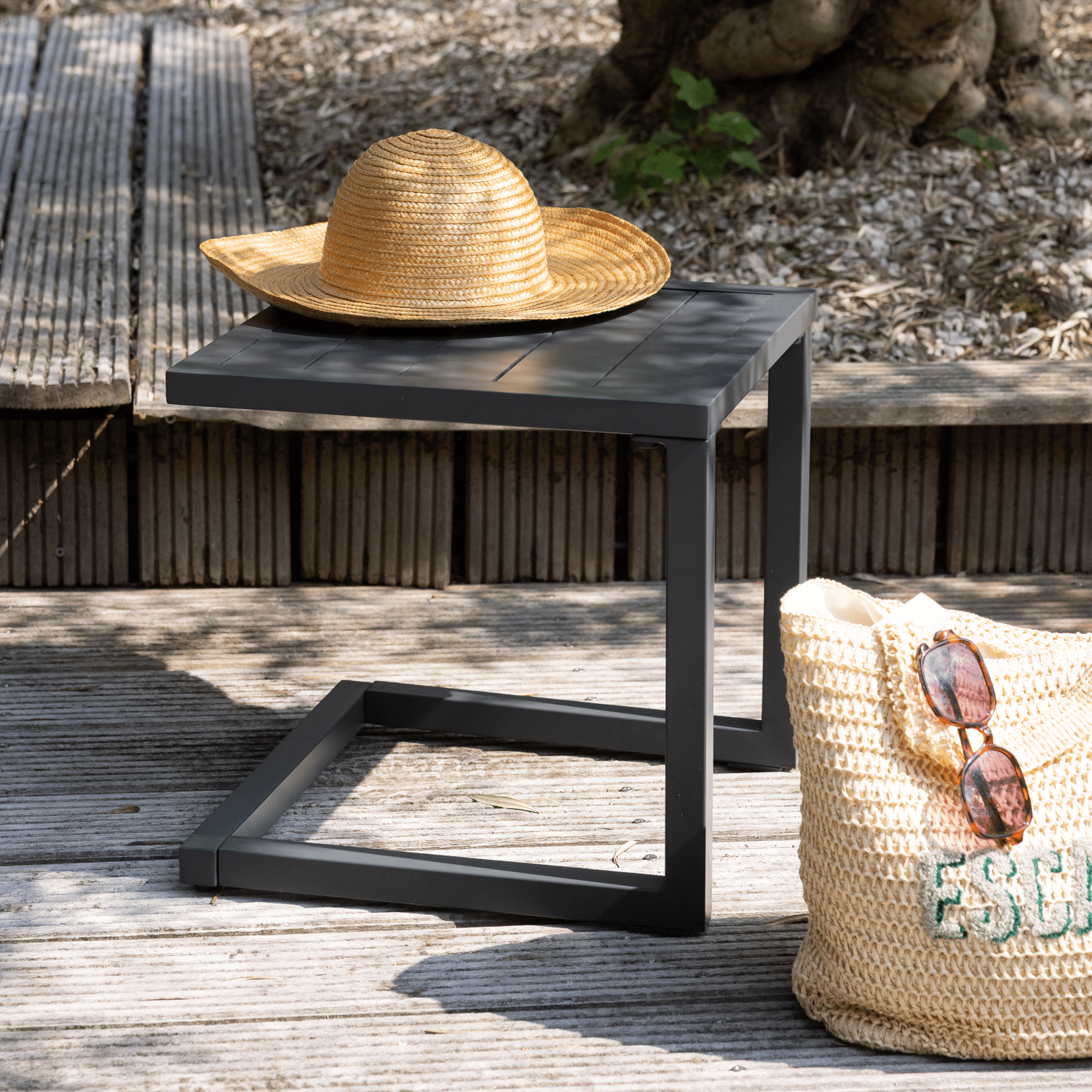 Mesa auxiliar BARBADOS aluminio gris antracita