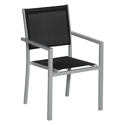 Lot de 4 chaises en aluminium gris - textilène noir