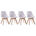 Set aus 4 skandinavischen Stühlen NORA weiß mit Kissen