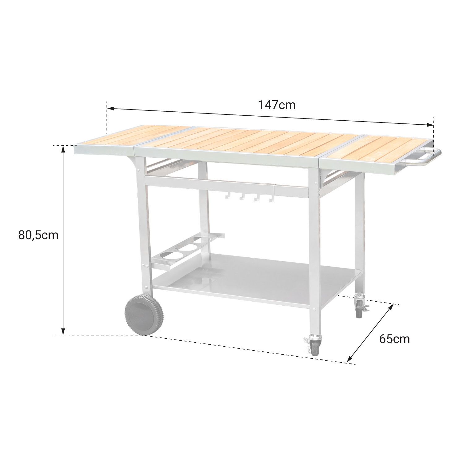 COOK'IN GARDEN - Carrito de madera y metal para plancha GRANDI XL