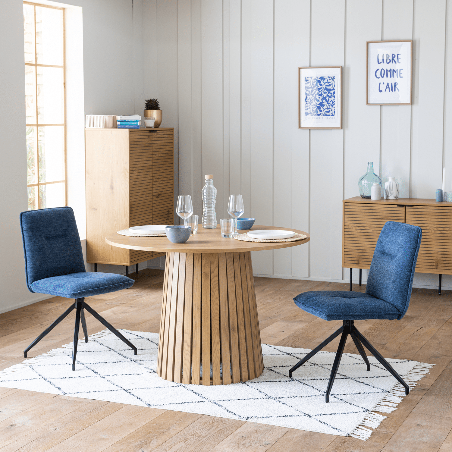 Set van 2 AREN blauwe stoffen stoelen