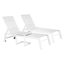 Set van 2 wit BARBADOS ligstoelen en bijzettafel van textilene - wit aluminium