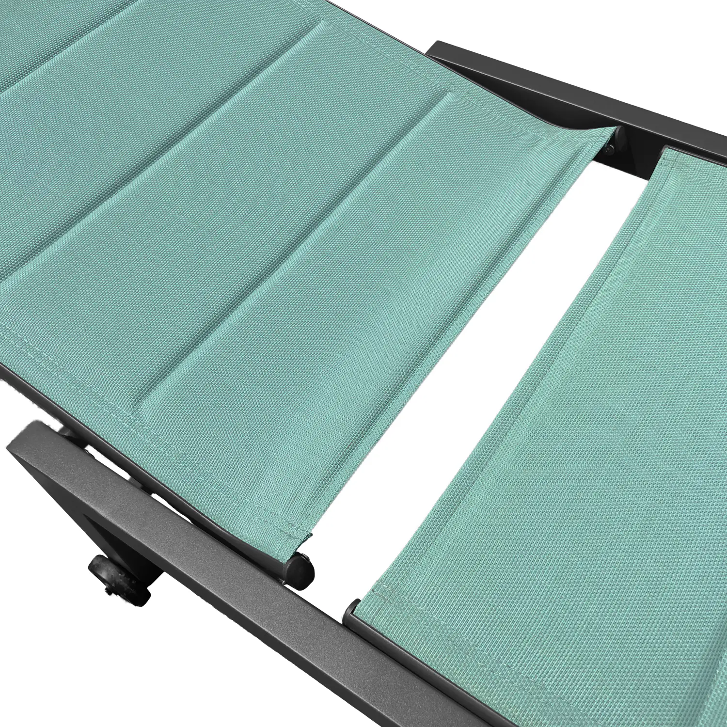 Bain de soleil en textilène vert d'eau - aluminium anthracite