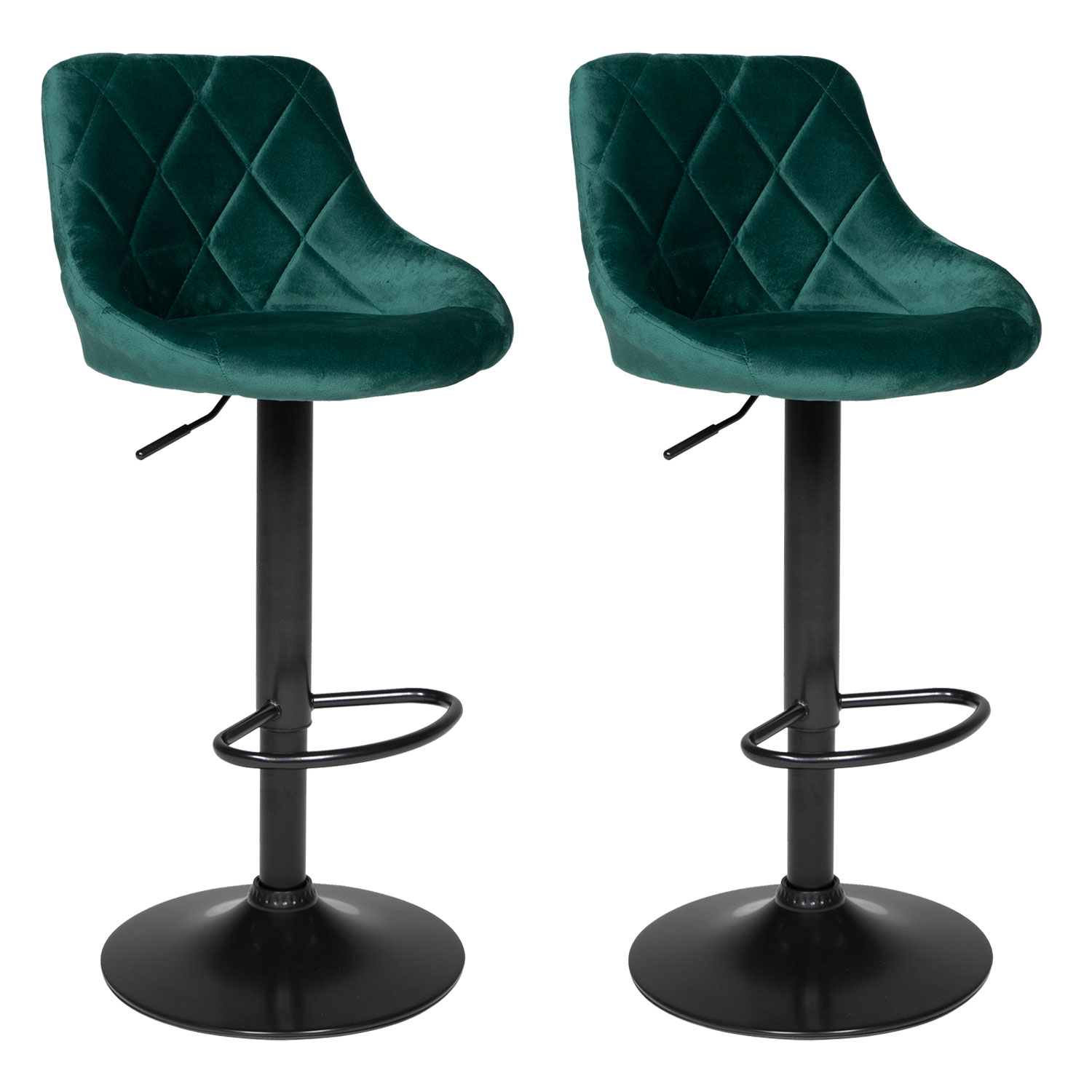 Lot de 2 tabourets de bar en velours vert ROBIN