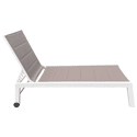 Lot de 2 bains de soleil en textilène taupe - aluminium blanc