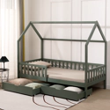 Kajuitbed 190x90cm groen met laden MARCEAU