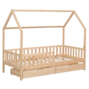 Lit cabane pour enfant 190x90cm en bois avec tiroirs MARCEAU