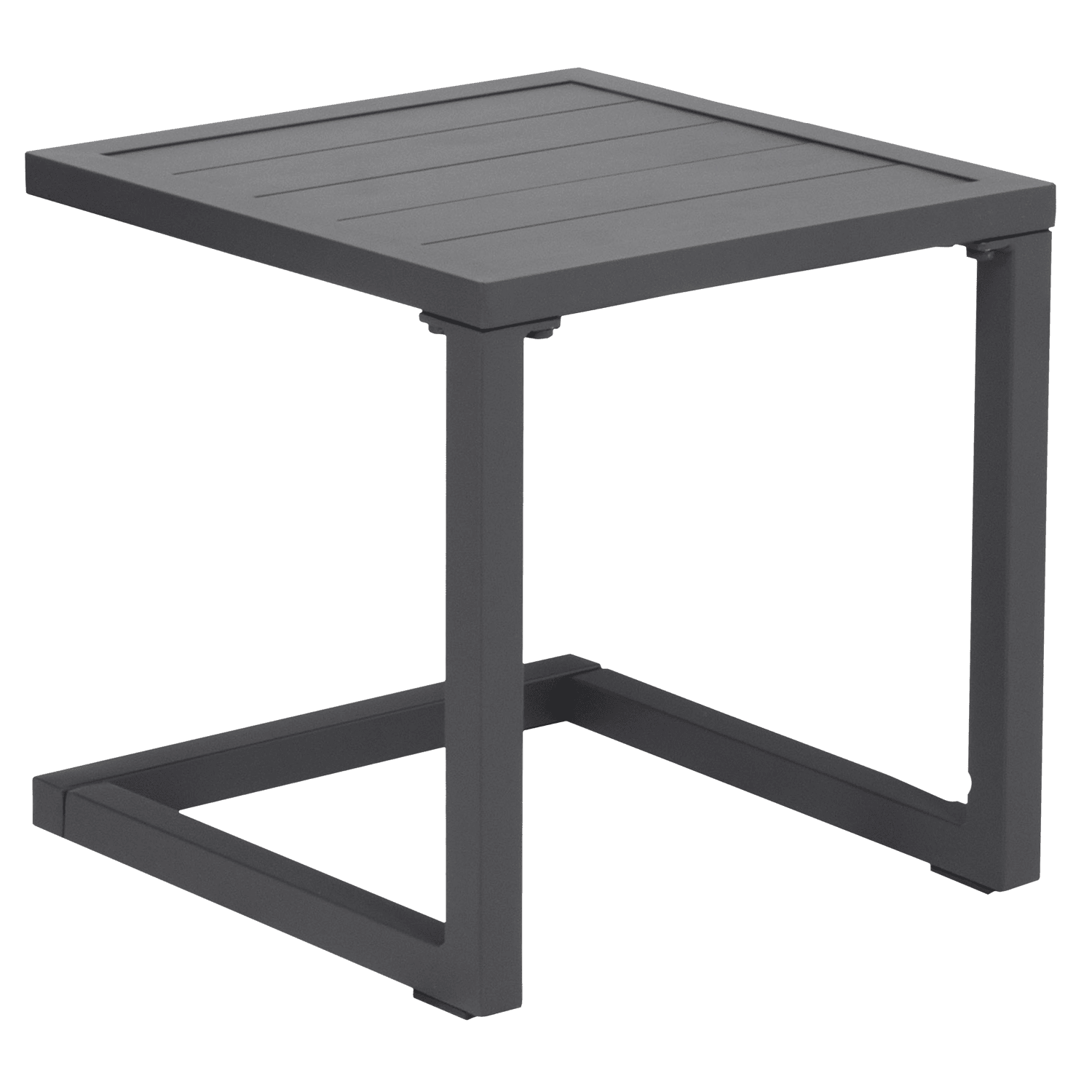 Set bain de soleil et table d'appoint en textilène noir - aluminium gris anthracite