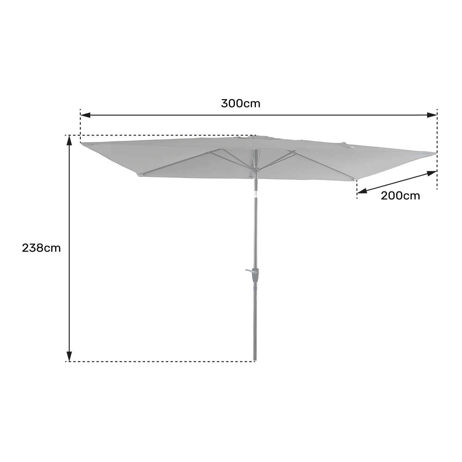 HAPUNA rechthoekige rechte paraplu 2x3m beige