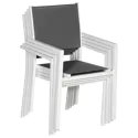 Lot de 6 chaises en aluminium blanc - textilène gris