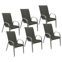 Satz von 6 Stühlen MARBELLA aus grauem Textilene - graues Aluminium