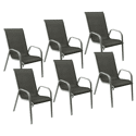 Set van 6 MARBELLA stoelen in grijs textilene - grijs aluminium