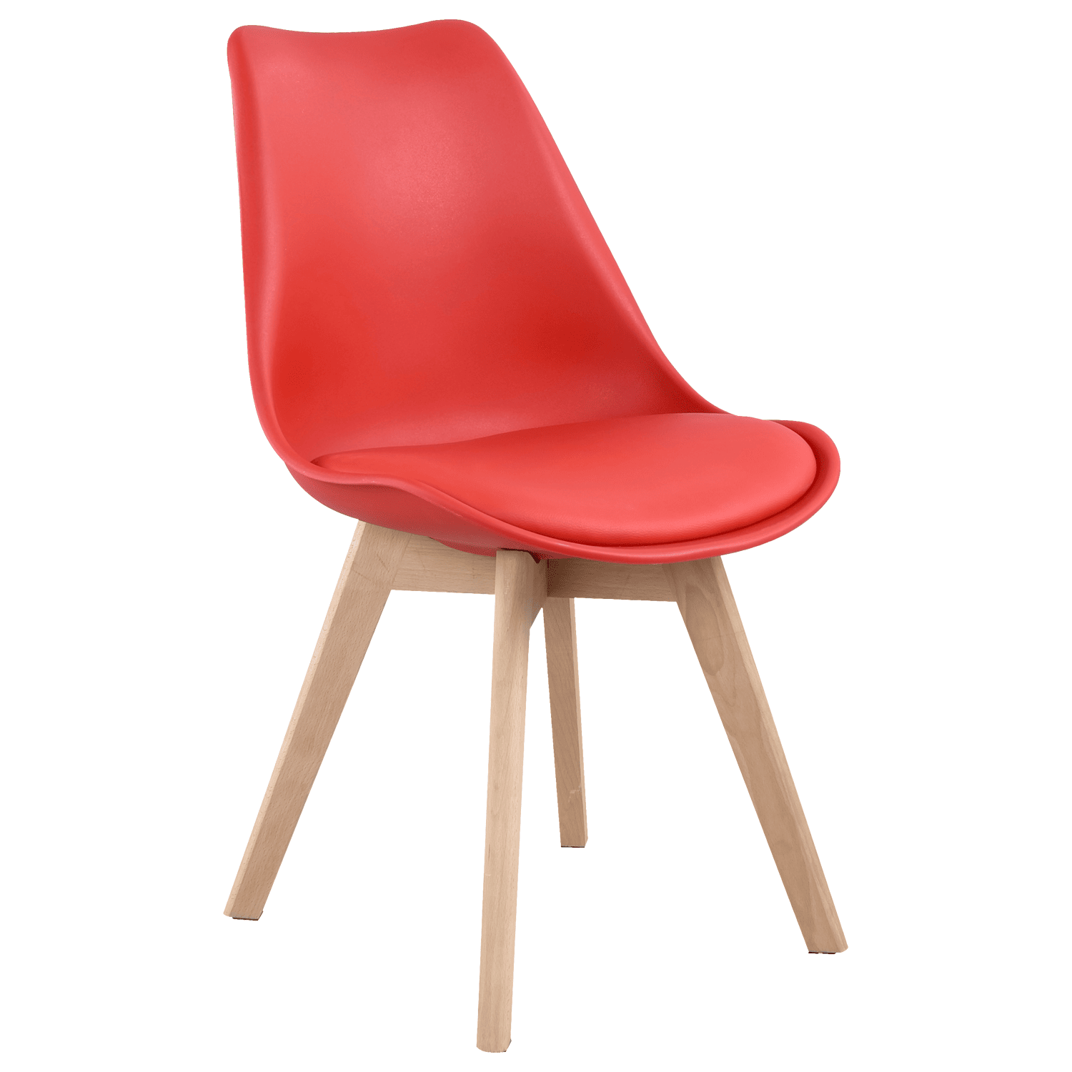 Pack de 2 sillas escandinavas color rojo con cojín
