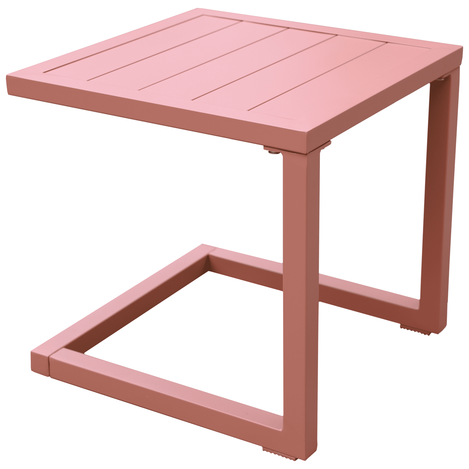 Set bain de soleil et table d'appoint en textilène terracotta - aluminium terracotta