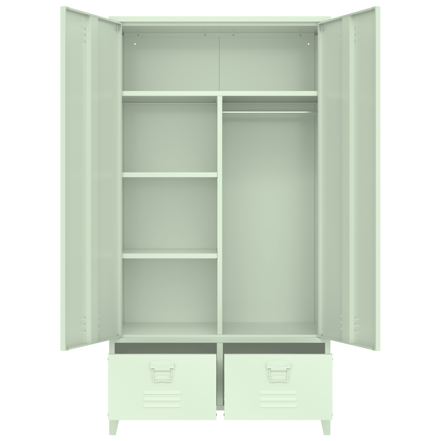 Armoire en métal 2 portes avec penderie vert tilleul