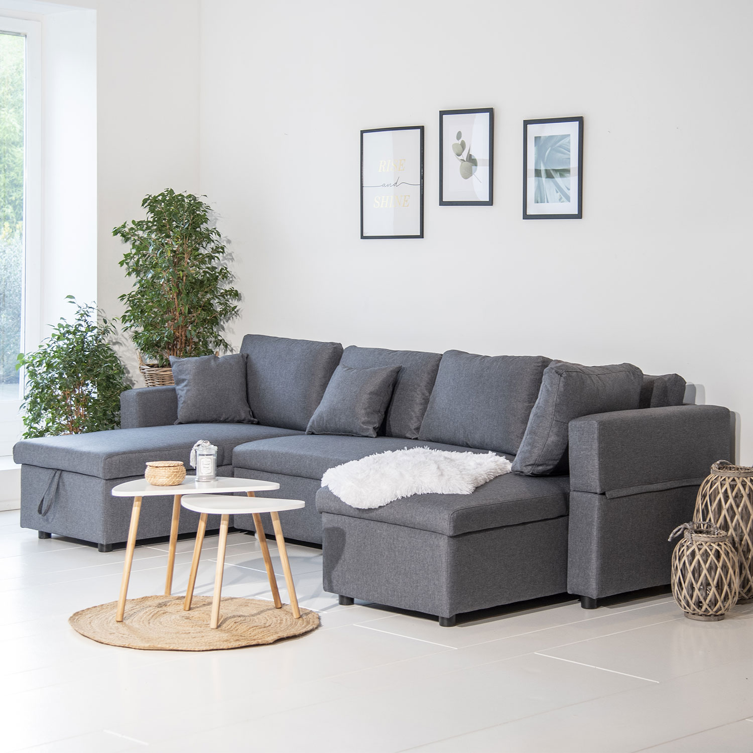 Panorama-Schlafsofa SCOTTT 4-Sitzer grau meliert