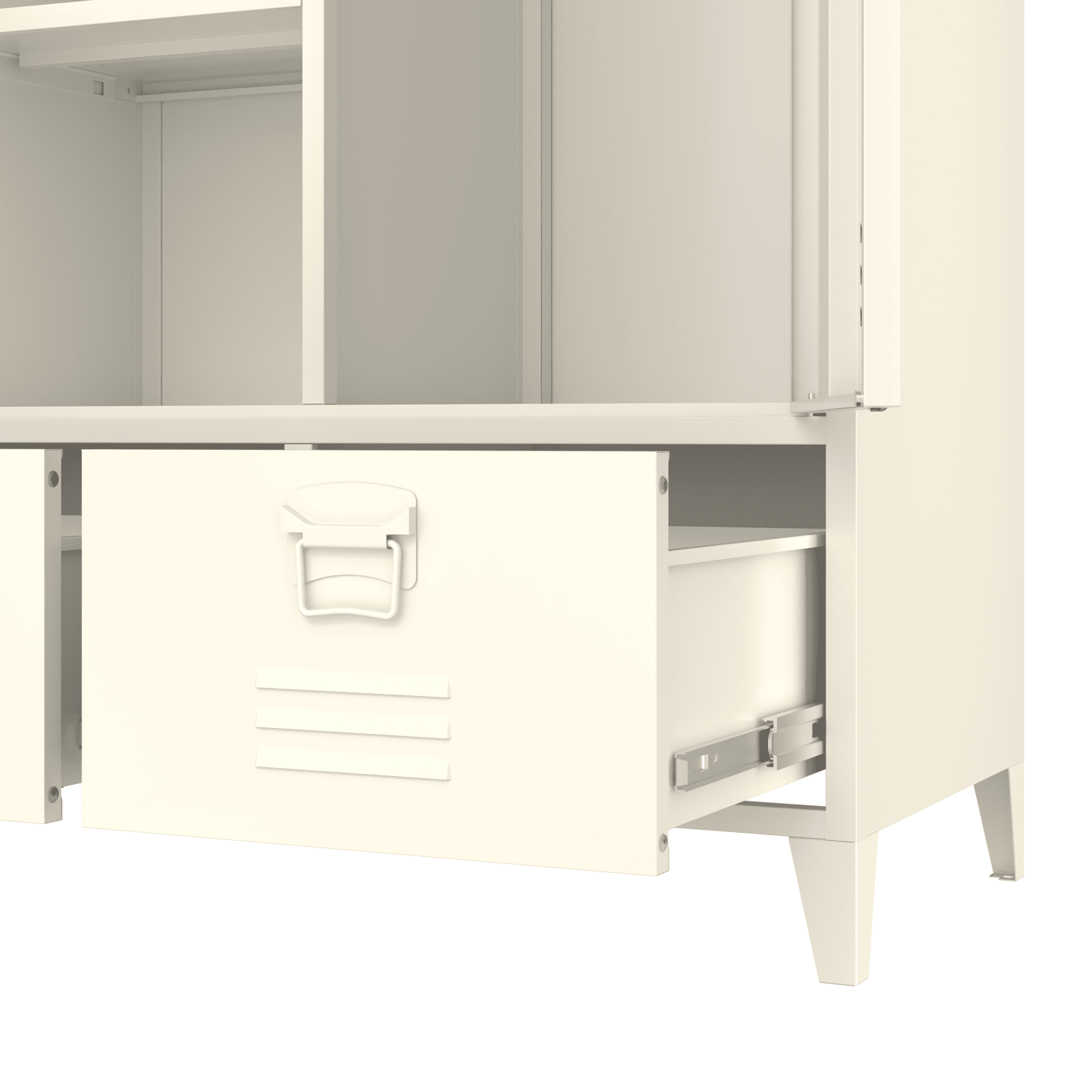 Armoire en métal 2 portes avec penderie blanche