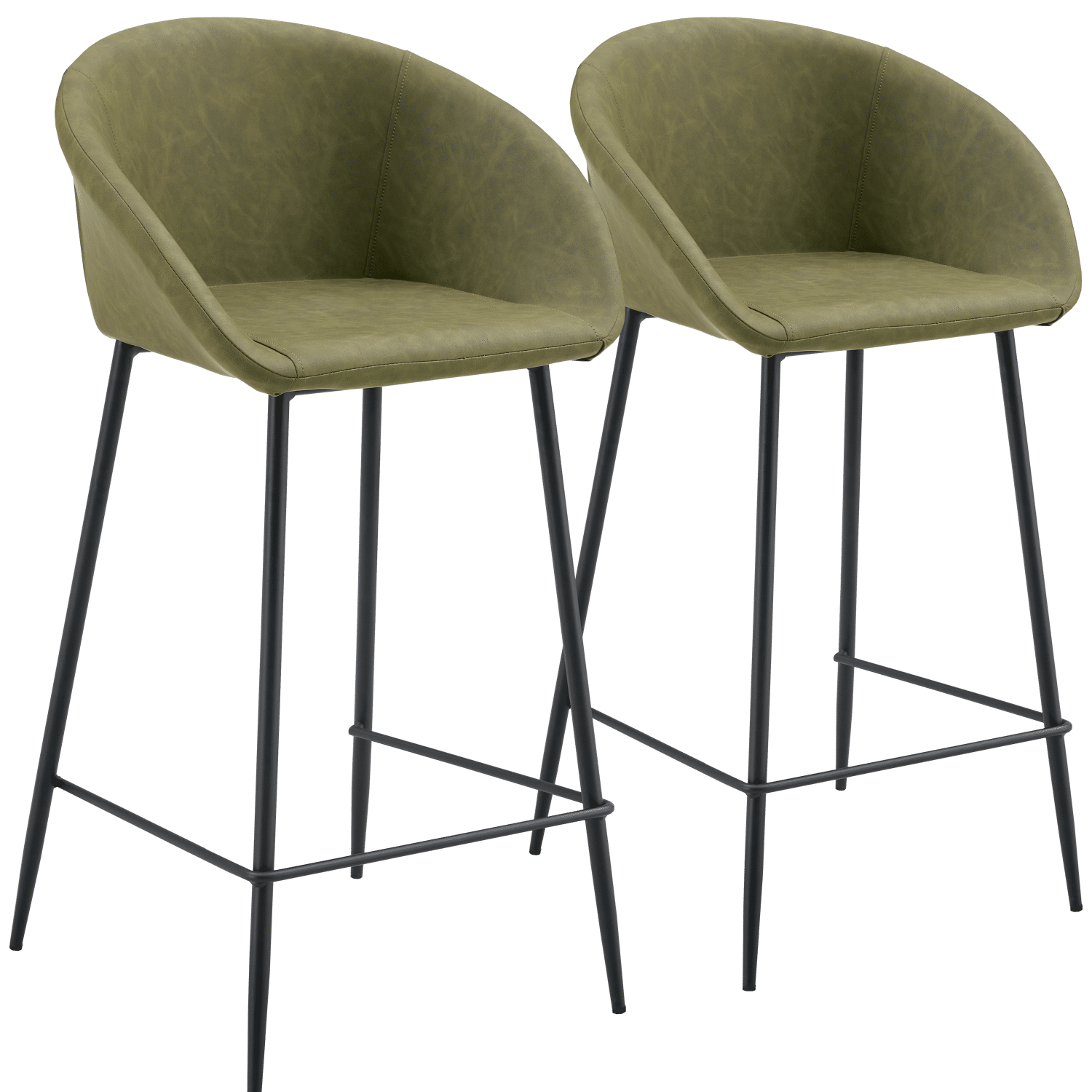 Lot de 2 tabourets de bar en simili vert ACHILLE