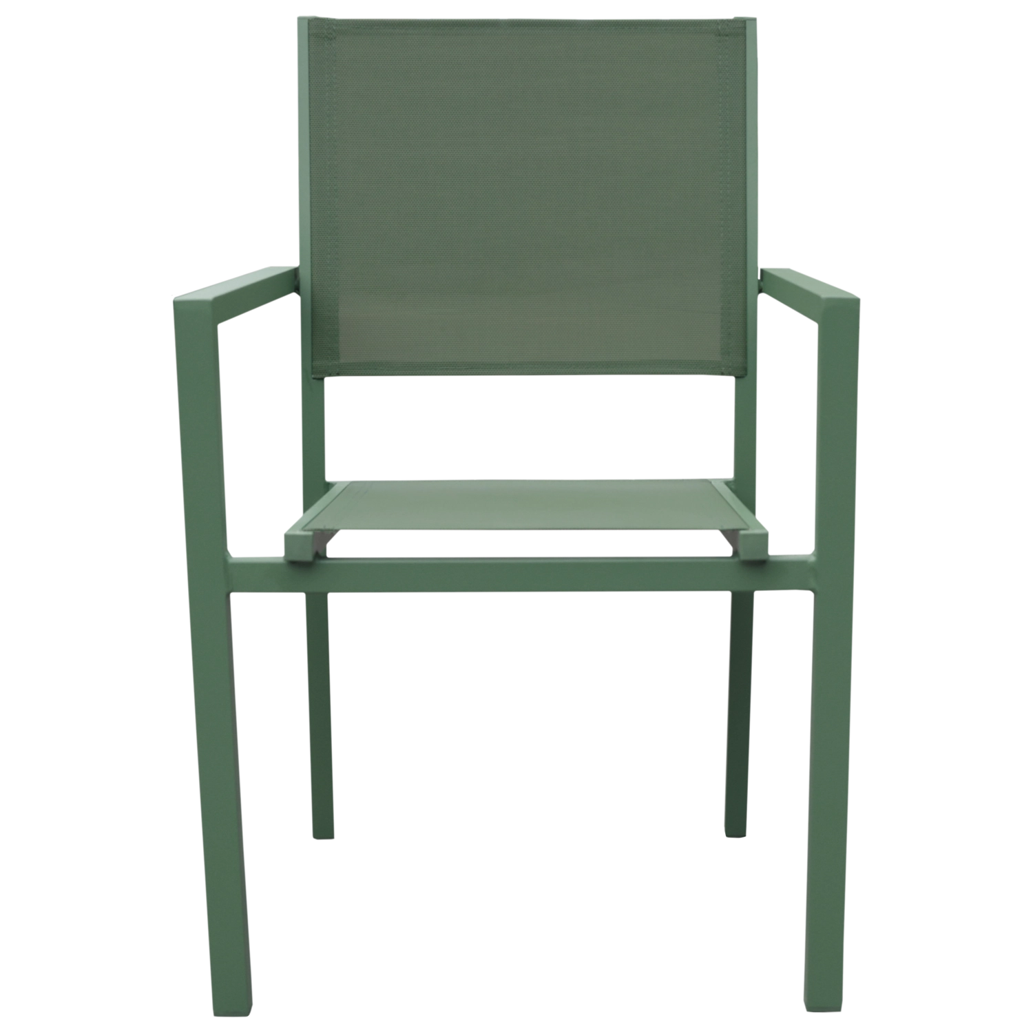 Conjunto de muebles de jardín de teca JAVA con sillas de aluminio verde salvia - 8 plazas