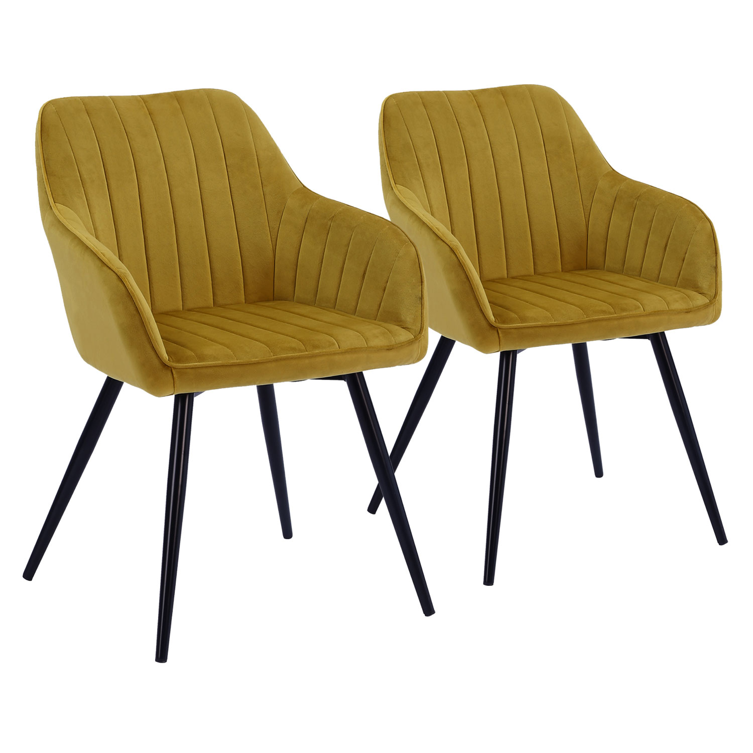 Lot de 2 chaises en velours BERTILLE moutarde