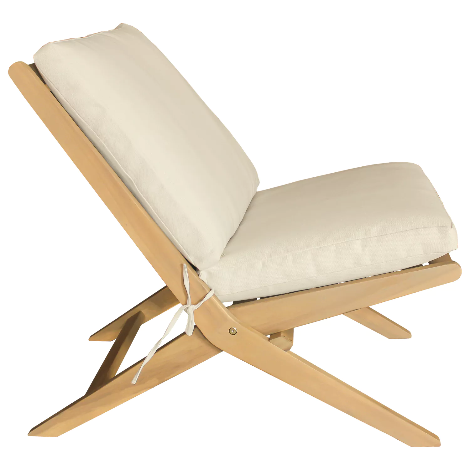 FARO Poltrona da giardino pieghevole in acacia con cuscini beige