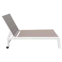 Set bain de soleil et table d'appoint en textilène taupe - aluminium blanc