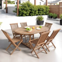 Salon de jardin en teck LOMBOK - table ronde extensible - 6 places