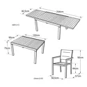 Salon de jardin extensible en textilène gris 10 places - aluminium blanc