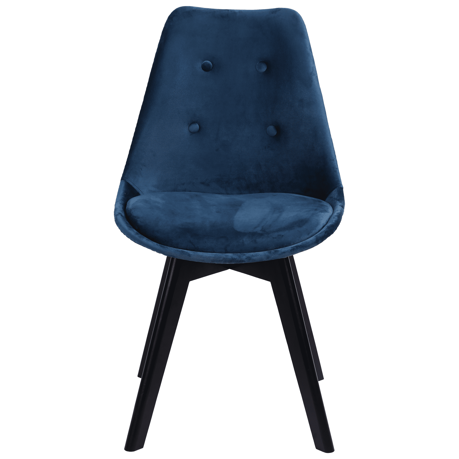 Set van 4 blauwe NORA fluwelen stoelen met kussen