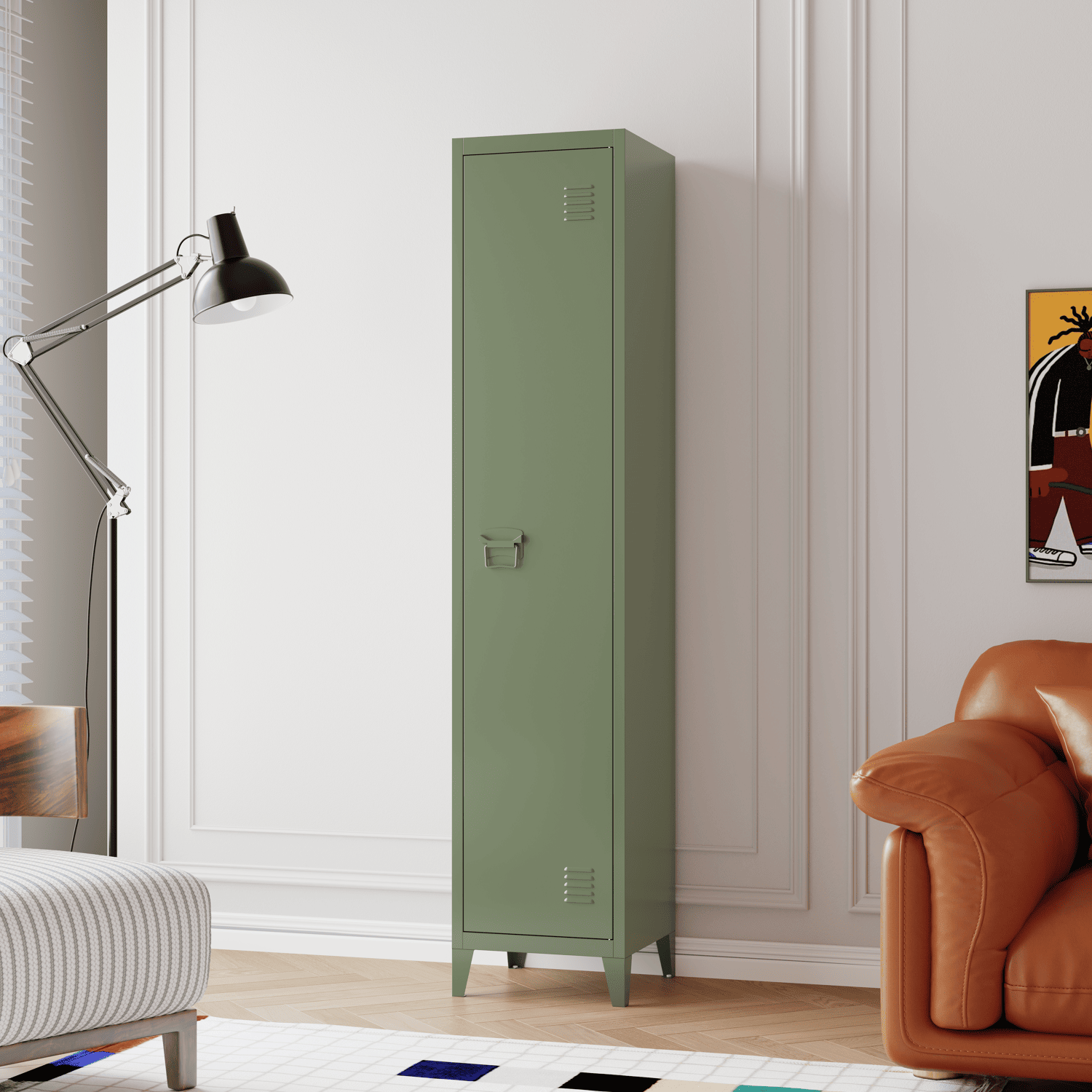 Armoire en métal 1 porte vert kaki