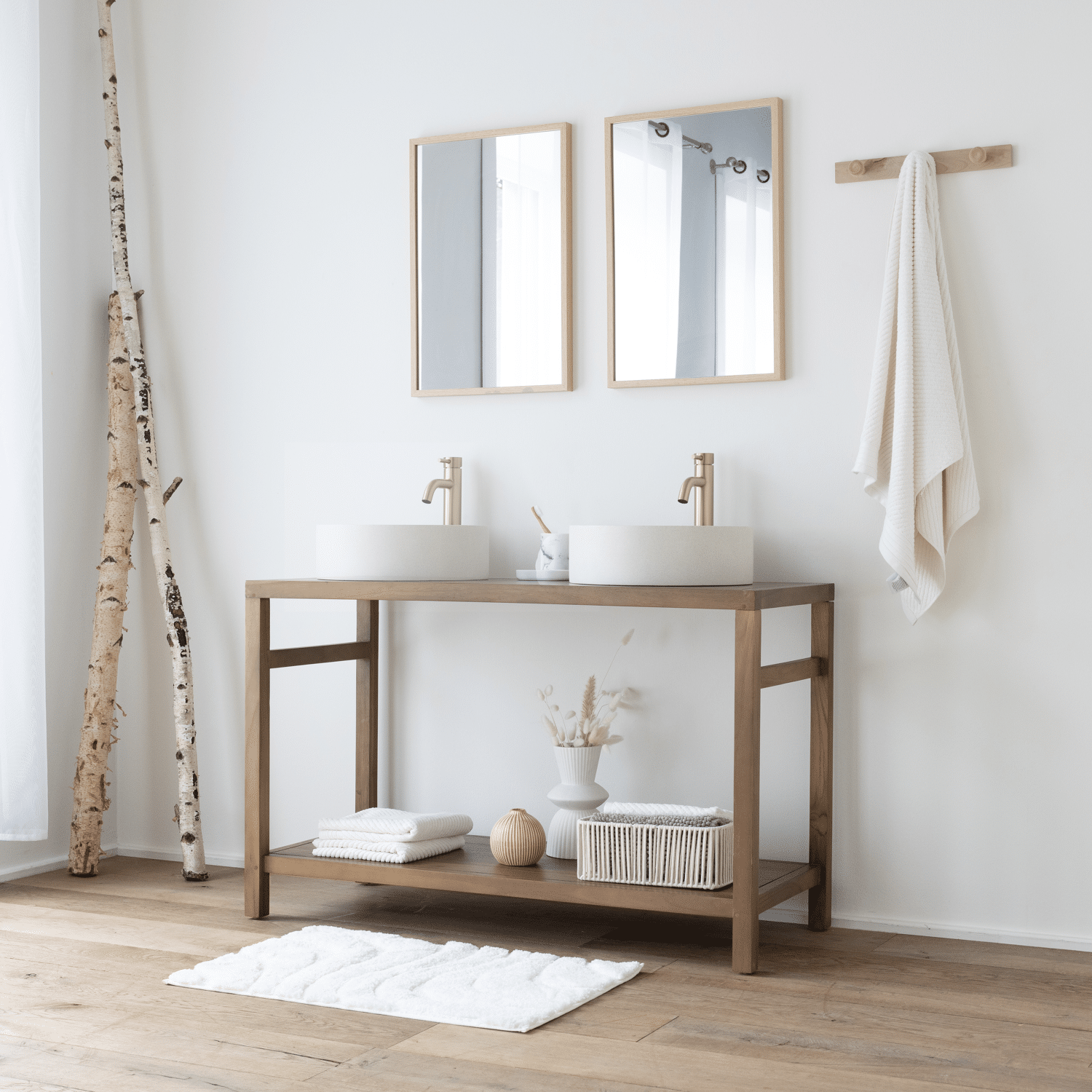 Meuble double vasque en teck massif 120cm DEWI