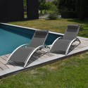 Conjunto de 2 cadeiras de convés GALAPAGOS em textileno cinzento - alumínio cinzento