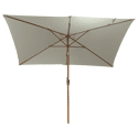 Parasol droit HAPUNA rectangulaire 2x3m beige et effet bois