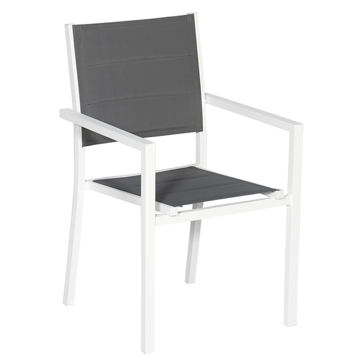 Lot de 6 chaises rembourrées en aluminium blanc - textilène gris