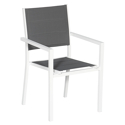Set di 8 sedie imbottite in alluminio bianco - textilene grigio
