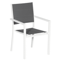 Lot de 10 chaises rembourrées en aluminium blanc - textilène gris