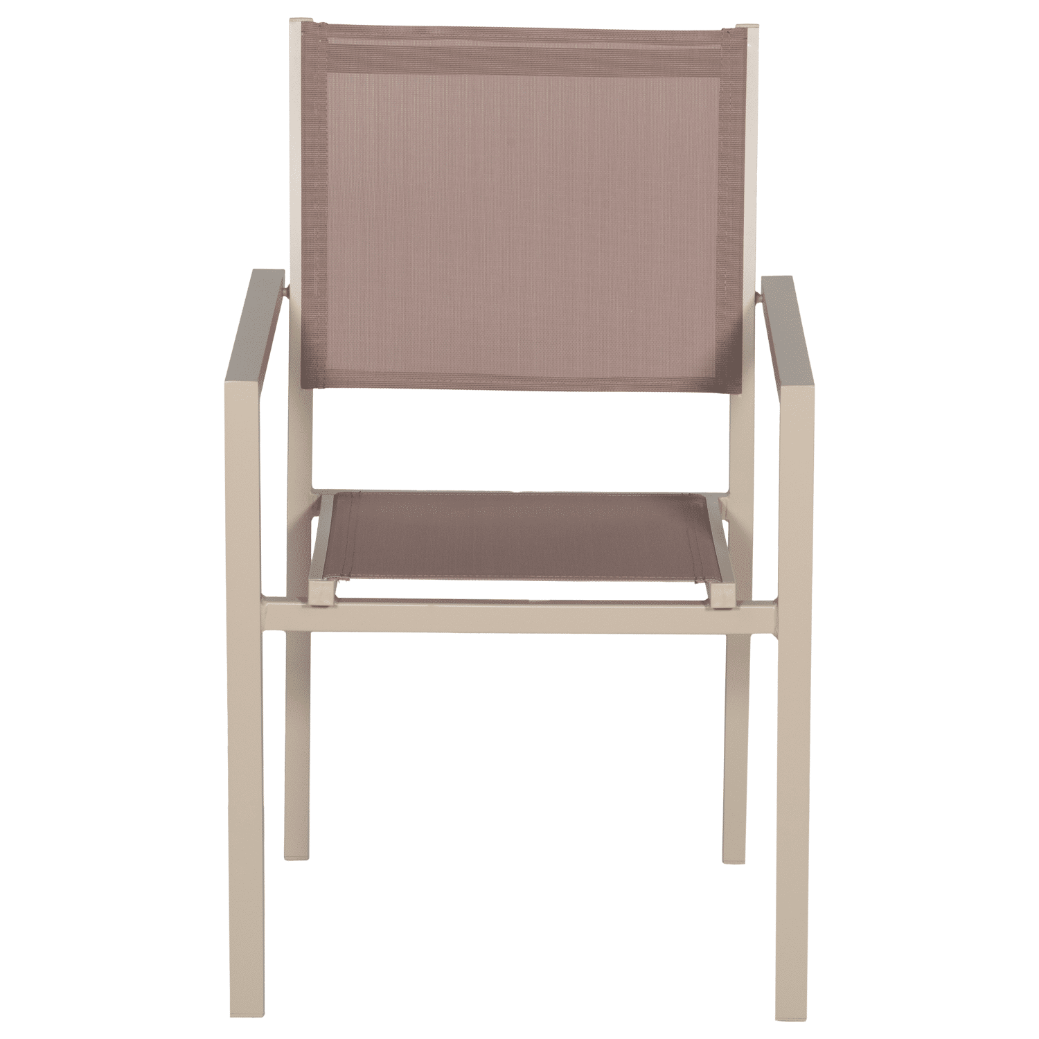 Lot de 6 chaises en aluminium taupe - textilène taupe