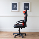 Silla gaming de oficina color negro y rojo CRASH