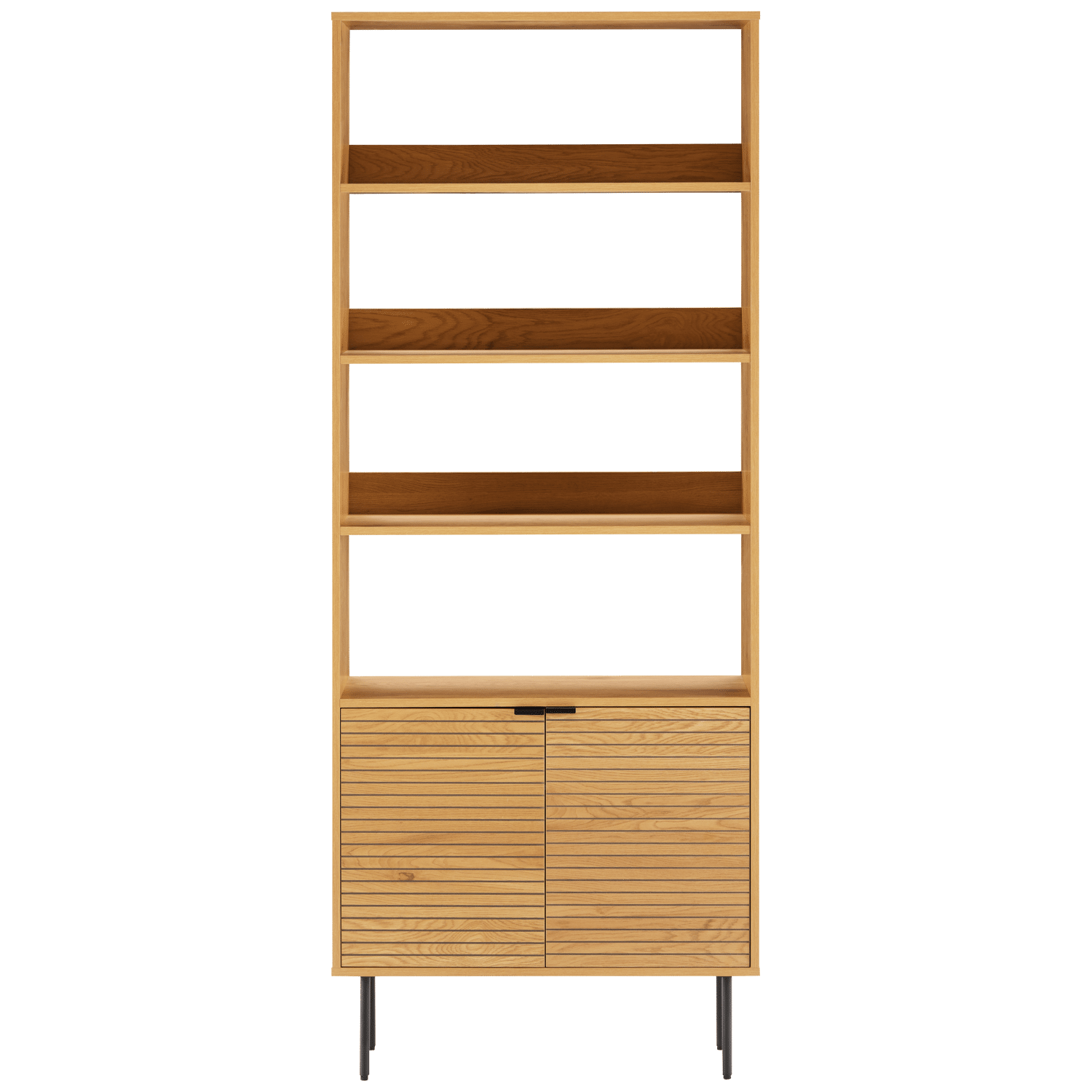 Bücherregal aus Holz mit 4 Regalen und 2 Türen STINNA