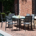 Salon de jardin BERGAMO en textilène gris 6 places - aluminium anthracite