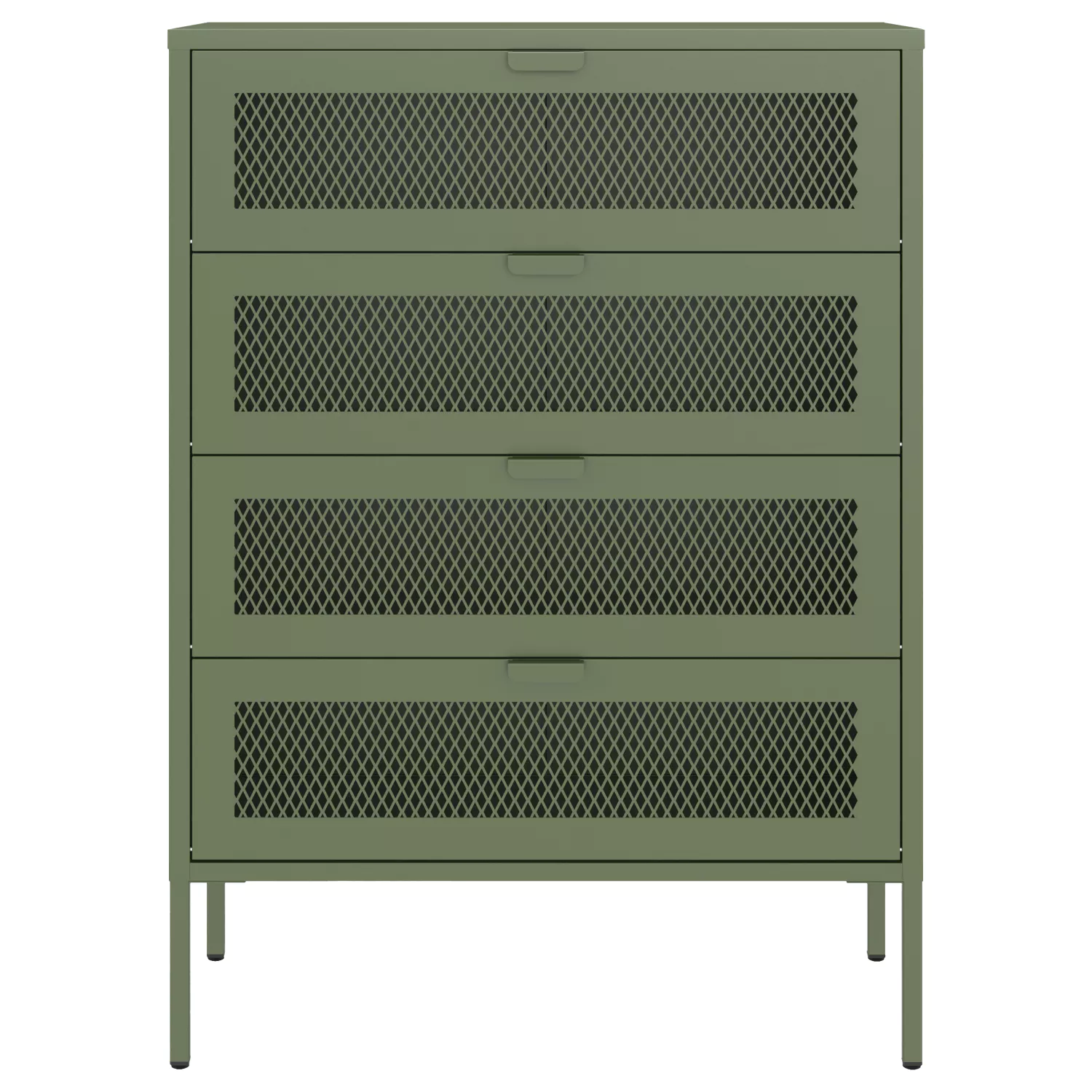 Meuble à chaussures 4 portes en métal vert kaki EMMA