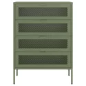 Meuble à chaussures 4 portes en métal vert kaki EMMA