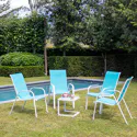 Lot de 4 chaises en textilène bleu - aluminium blanc