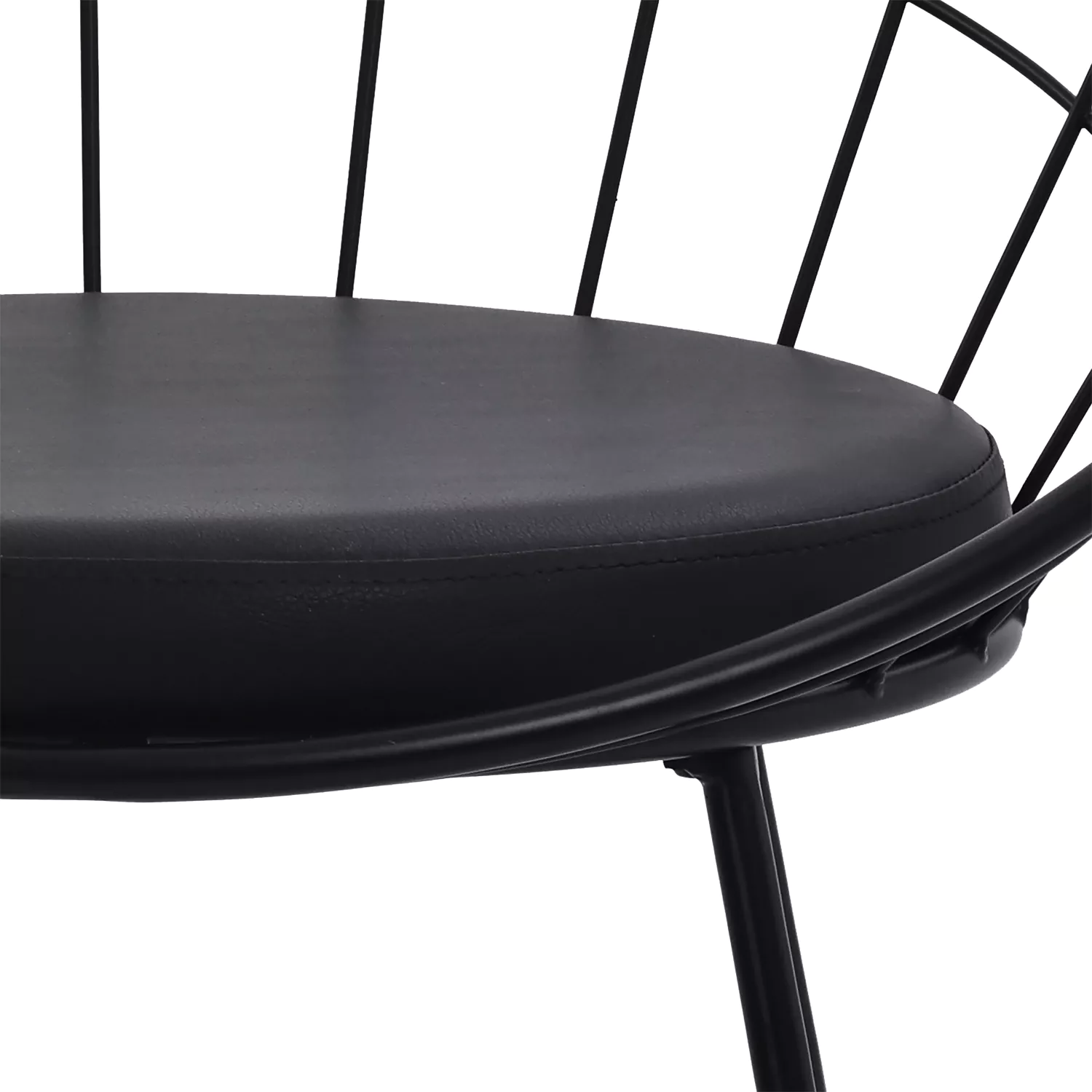 Lot de 2 tabourets de bar 65cm en métal noir et coussin noir ALEX