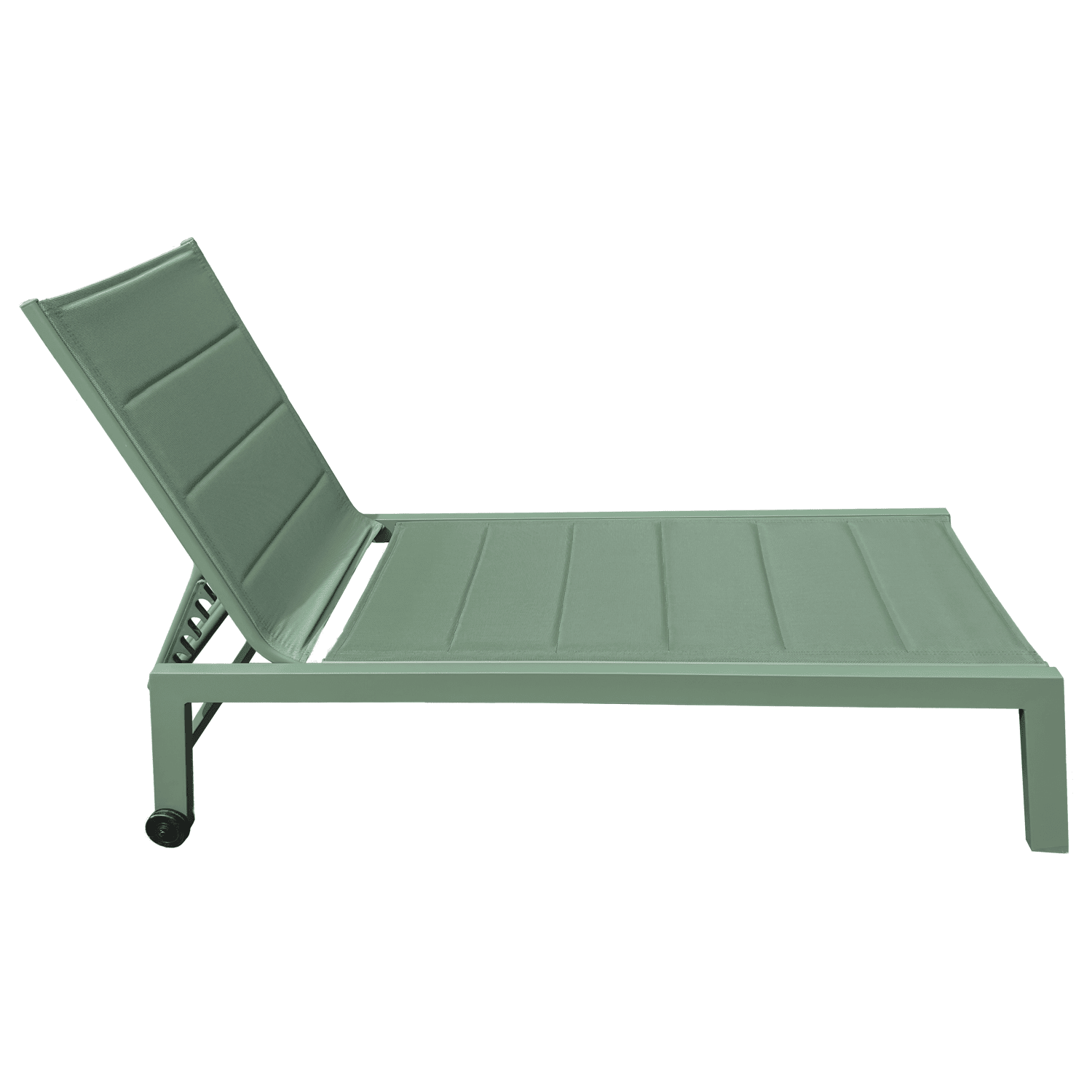 Bain de soleil en textilène vert sauge - aluminium vert sauge