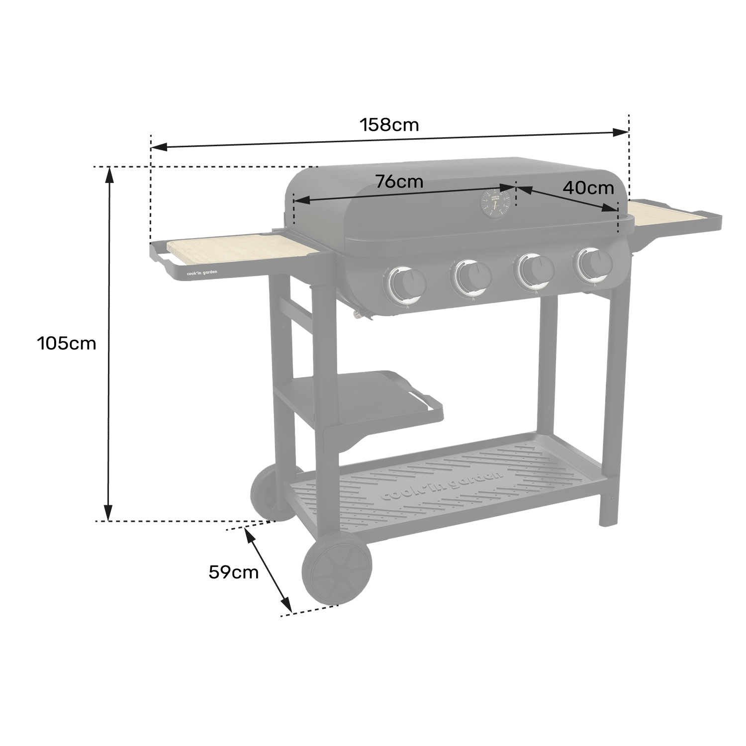 Cook'in Garden - Barbecue gaz FLAVO 76 SC sur chariot