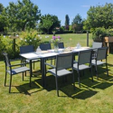 Set di mobili da giardino allungabili in textilene grigio FIRENZE 8 posti - alluminio antracite