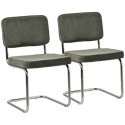 Lot de 2 chaises cantilever en velours côtelé vert kaki MARIA